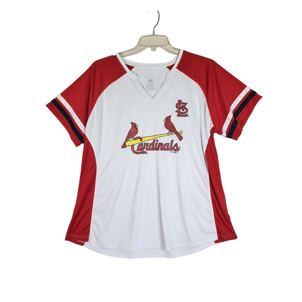 Fanatics Womens 1X T-Shirt White Red MLB St Louis Cardinals Baseball Fan Gear
